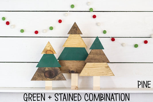 Set of 3 Rustic Wooden Christmas Trees – Handmade Holiday Decor