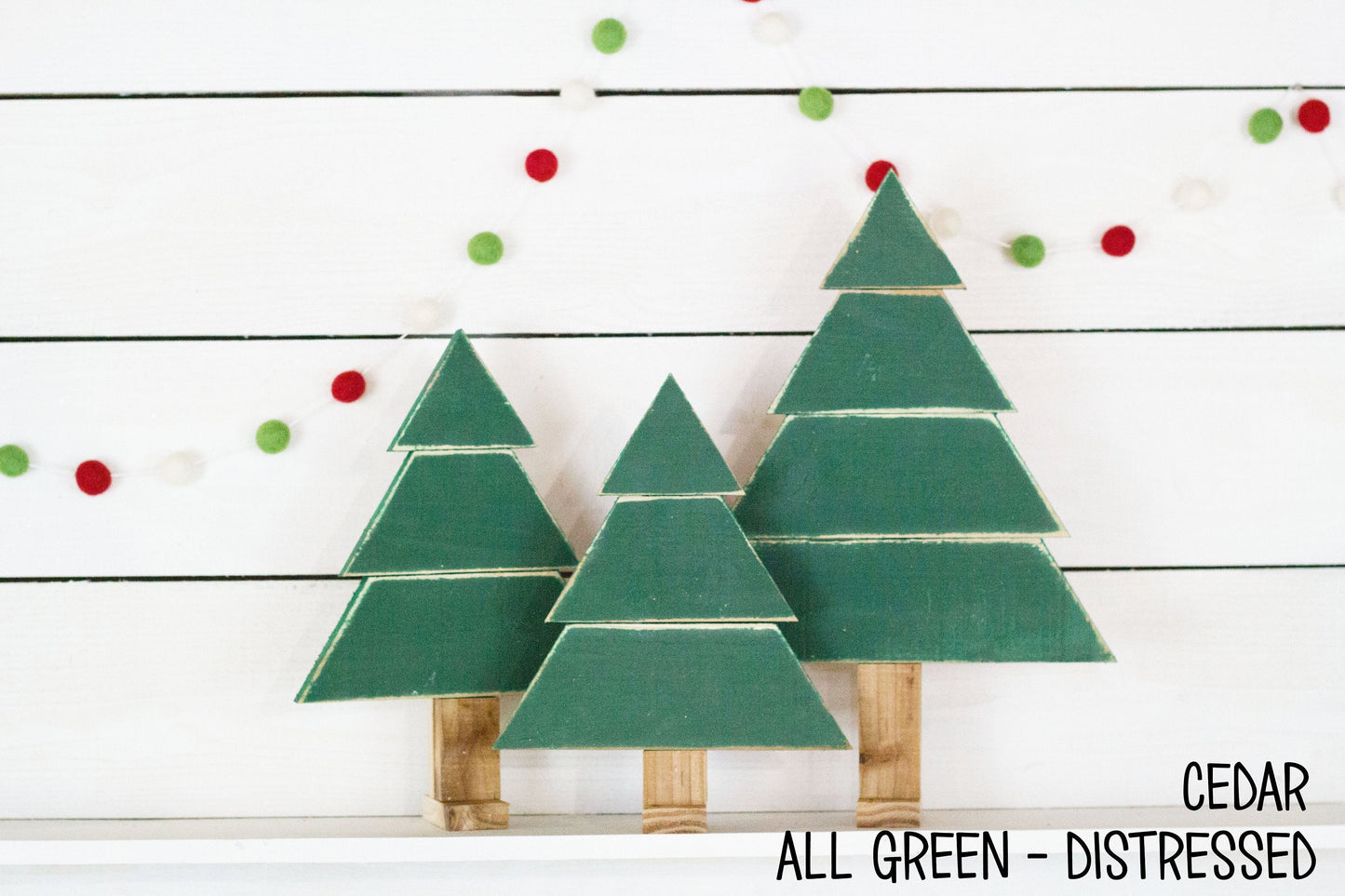 Set of 3 Rustic Wooden Christmas Trees – Handmade Holiday Decor