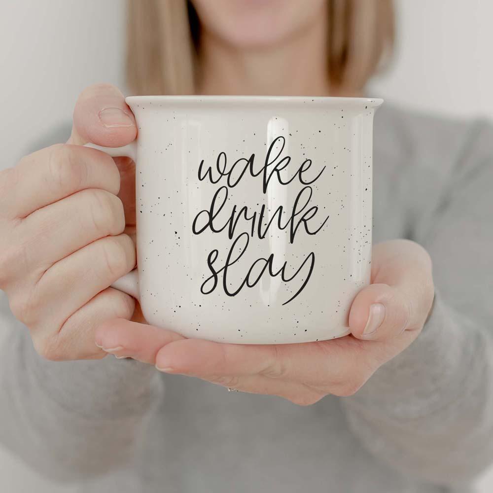 Wake · Drink · Slay Ceramic Mug – 14.5oz