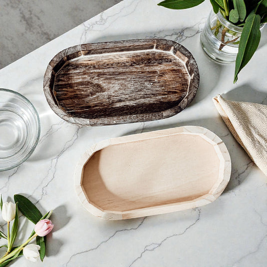 Rustic Wooden Tray – Minimal Neutral Decor