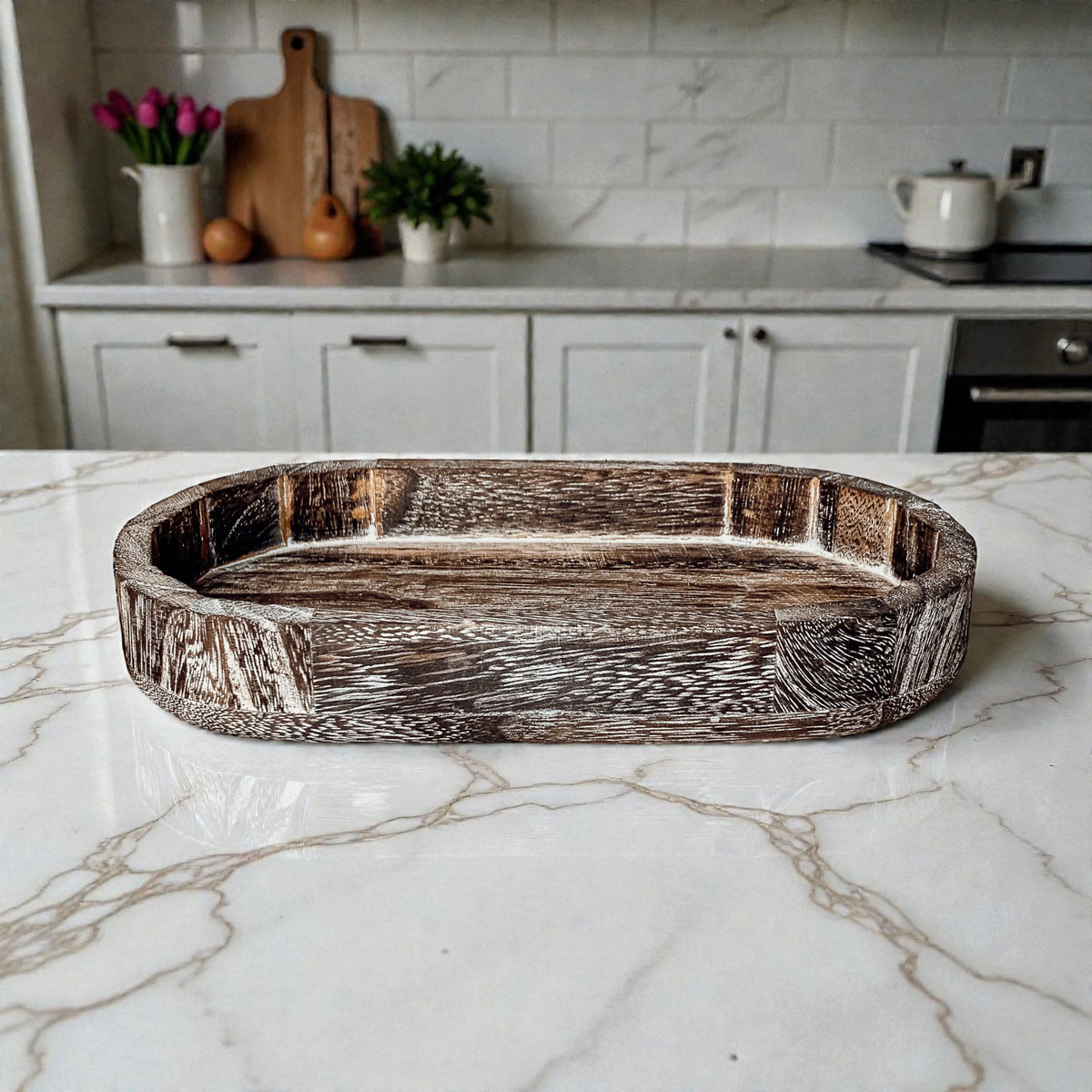 Rustic Wooden Tray – Minimal Neutral Decor