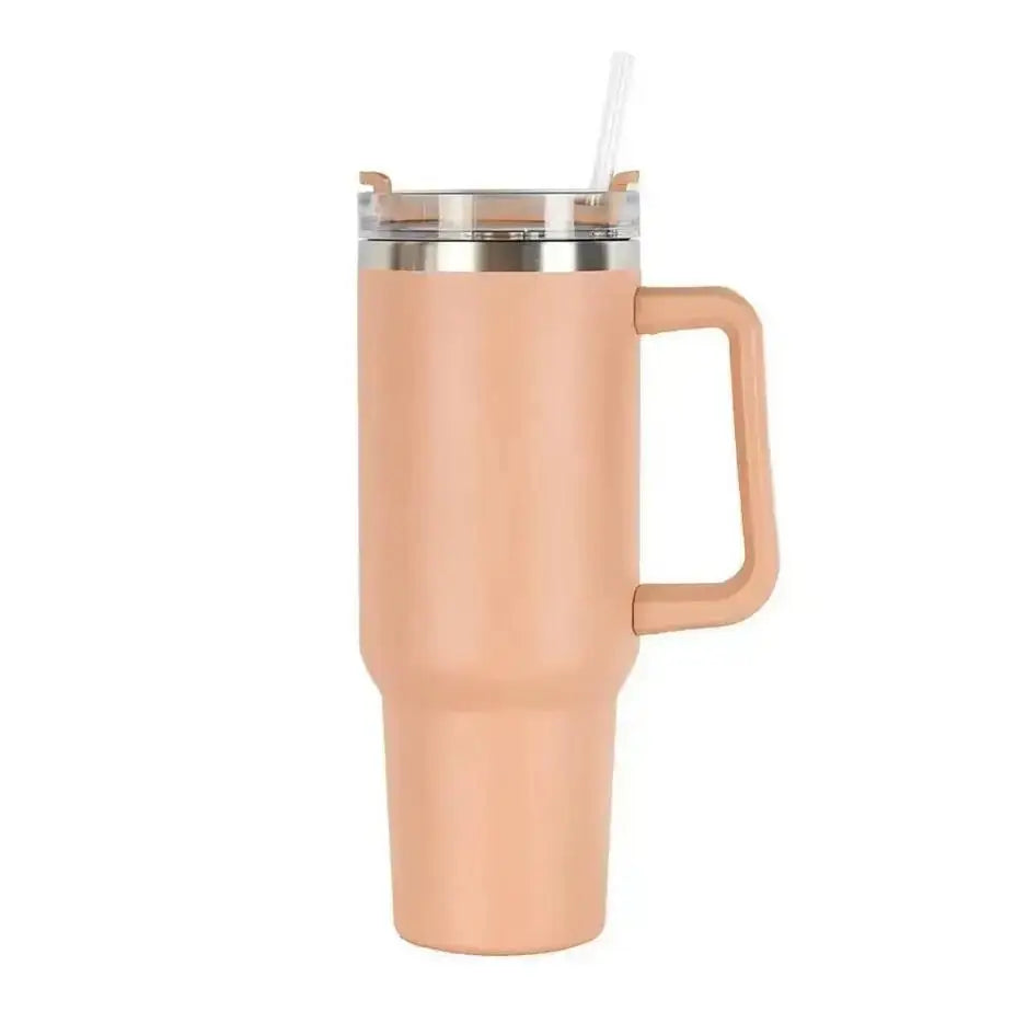 40oz Insulated Tumbler with Handle & Straw, 1200ML Travel Coffee Cup