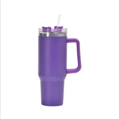 40oz Insulated Tumbler with Handle & Straw, 1200ML Travel Coffee Cup
