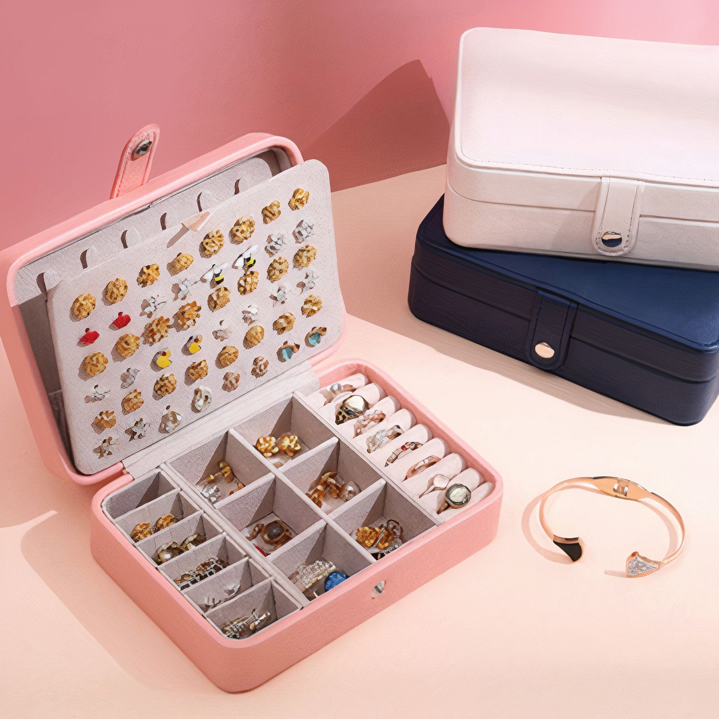 Smart Jewelry Box – Multi-Compartment Organizer for Earrings, Rings & Accessories