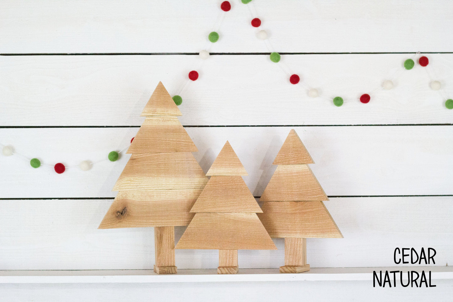 Set of 3 Rustic Wooden Christmas Trees – Handmade Holiday Decor