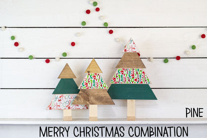 Set of 3 Rustic Wooden Christmas Trees – Handmade Holiday Decor